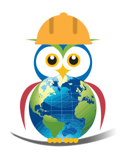 Image of the AVL Owl wearing a Hard Hat
